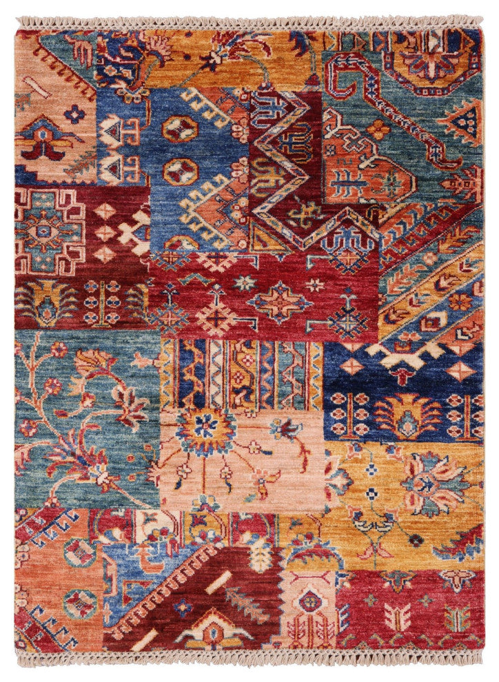 Super Kazak Hand-Knotted Wool Rug 2' 9" X 3' 8" Q7757