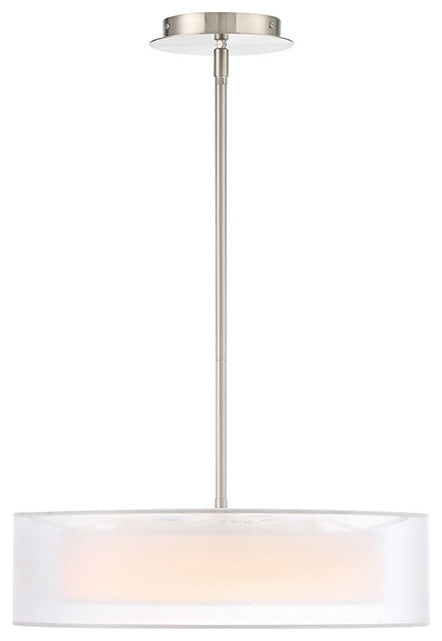 Metropolis LED Pendant, Brushed Nickel, 18", 3000k