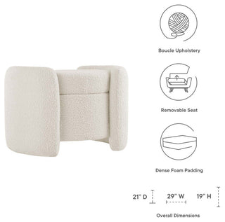 Nebula Boucle Upholstered Ottoman, Ivory
