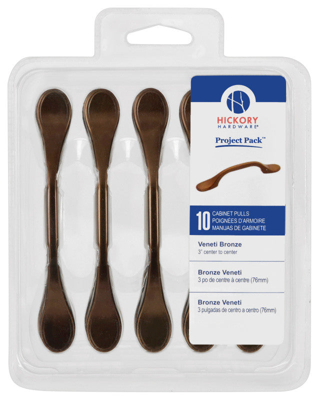 Belwith Hickory Project Pack 3 In. Conquest Veneti Bronze Cabinet Pull (10 Pack)