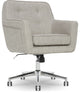 Swivel Office Chair, Memory Foam Seat & Button Tufted Back, Light Gray Fabric