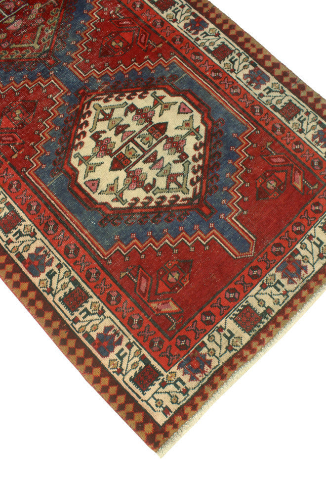 Fine Vintage Distressed Sabirah Navy/Ivory Runner, 3'3x10'10