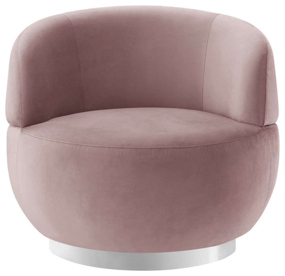 Inspired Home Shaniyah Accent Chair, Swivel, Blush/Chrome Velvet