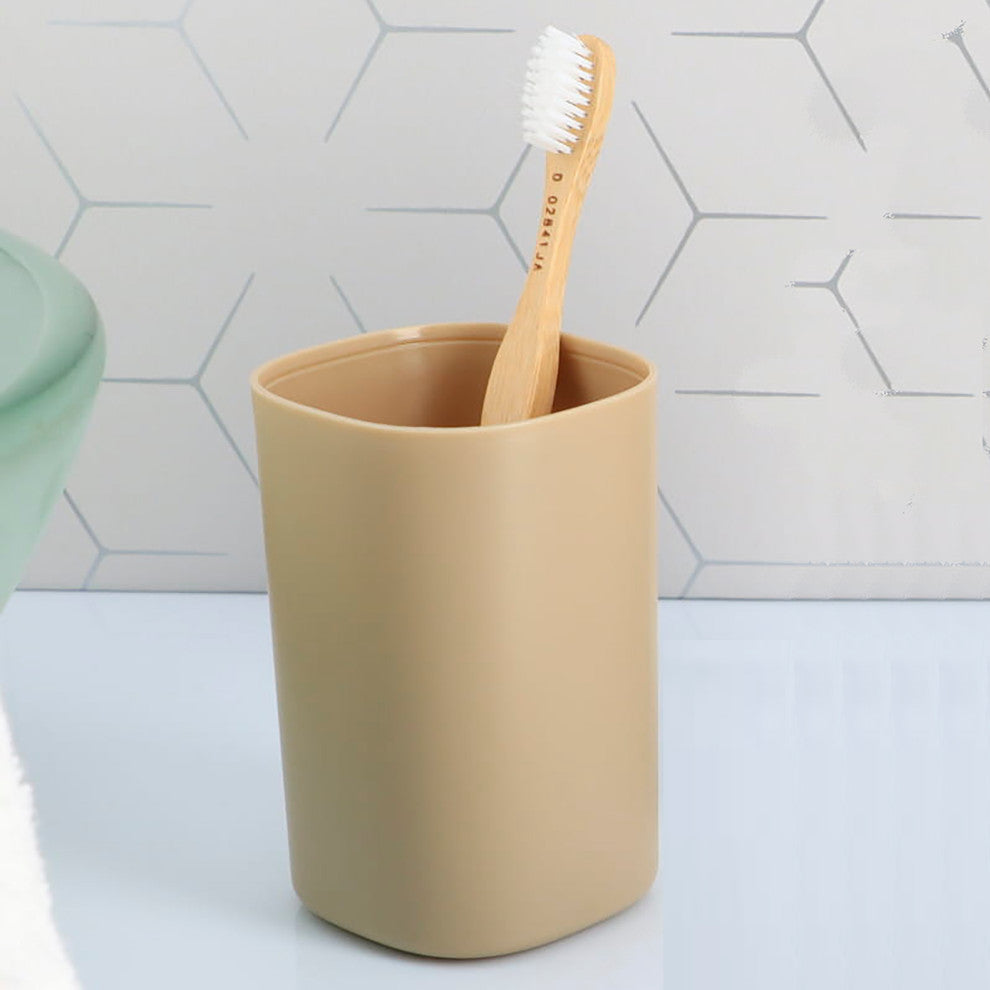 Bathroom Set Tumbler, Soap Dispenser, Soap Dish Set of 3 Accessories, Beige