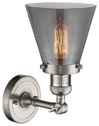 Small Cone 1-Light Sconce, Smoked Glass, Satin Brush Nickel