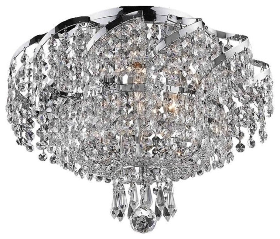 Elegant Belenus Flush Mount, Chrome Finish With Royal Cut Crystal