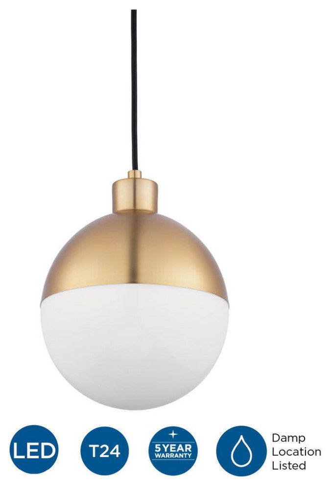 Globe LED 1-Light LED Pendant, Brushed Bronze