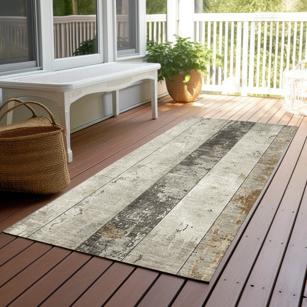 Machine Washable Indoor/Outdoor Chantille ACN1868 Beige 2'3" x 7'6" Runner Rug