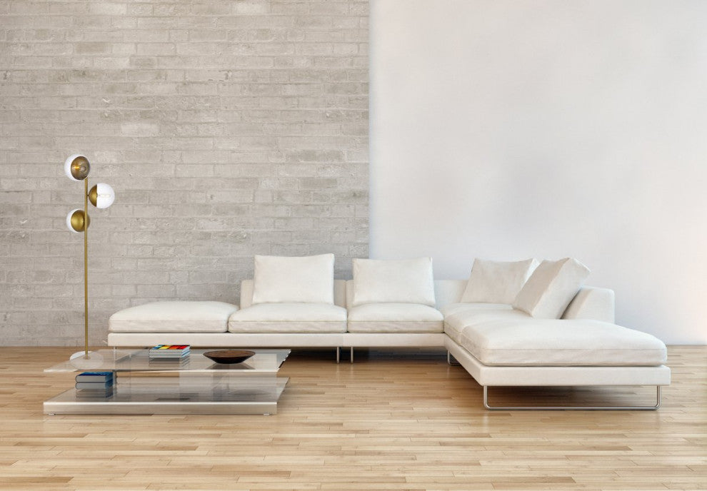 Midcentury Modern Brass And Clear 3-Light Floor Lamp