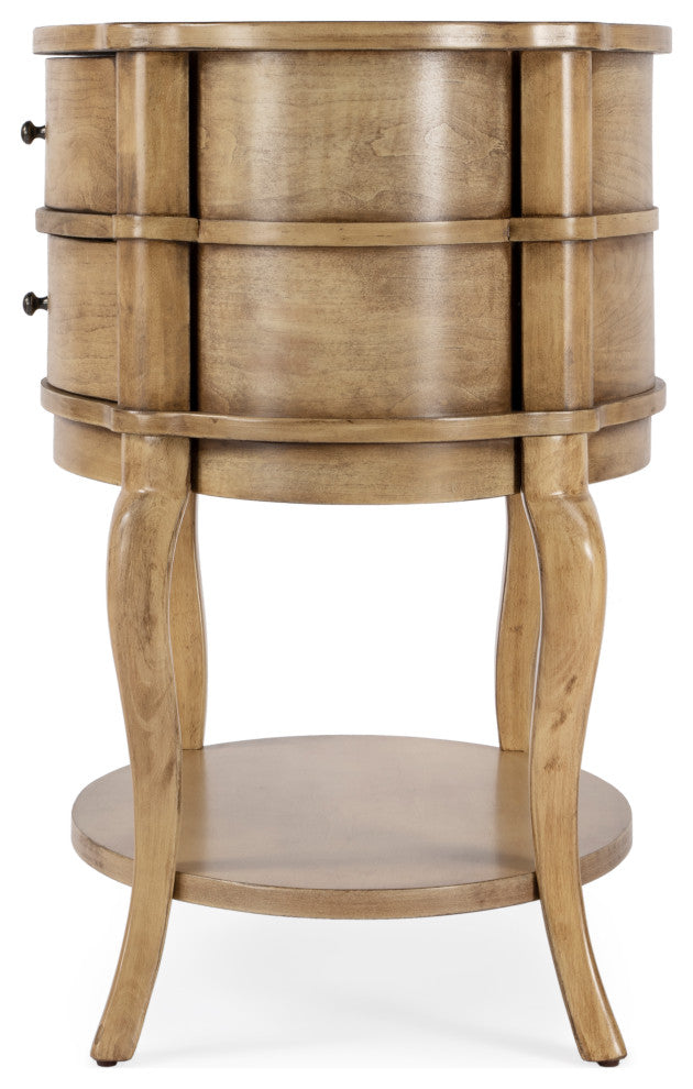 Jarvis Oval 2-Drawer Side Table, Antique Beige
