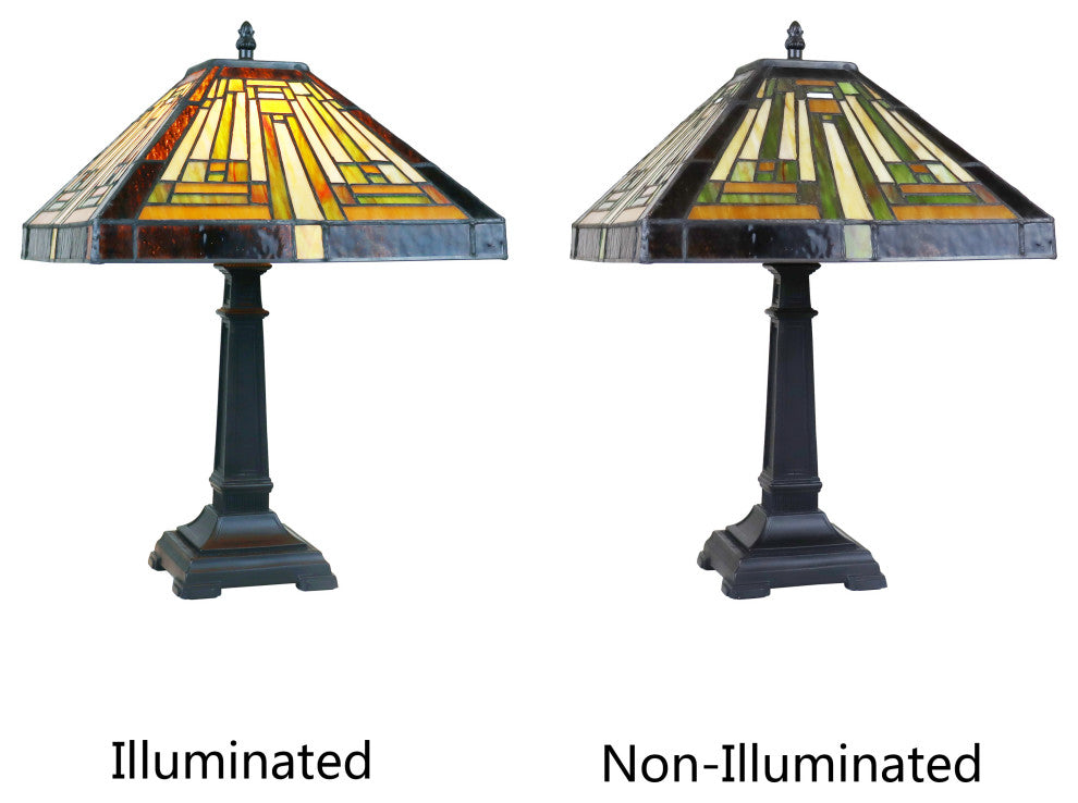 Innes Mission Tiffany-Style Blackish Bronze 1 Light Table Lamp 12" Wide