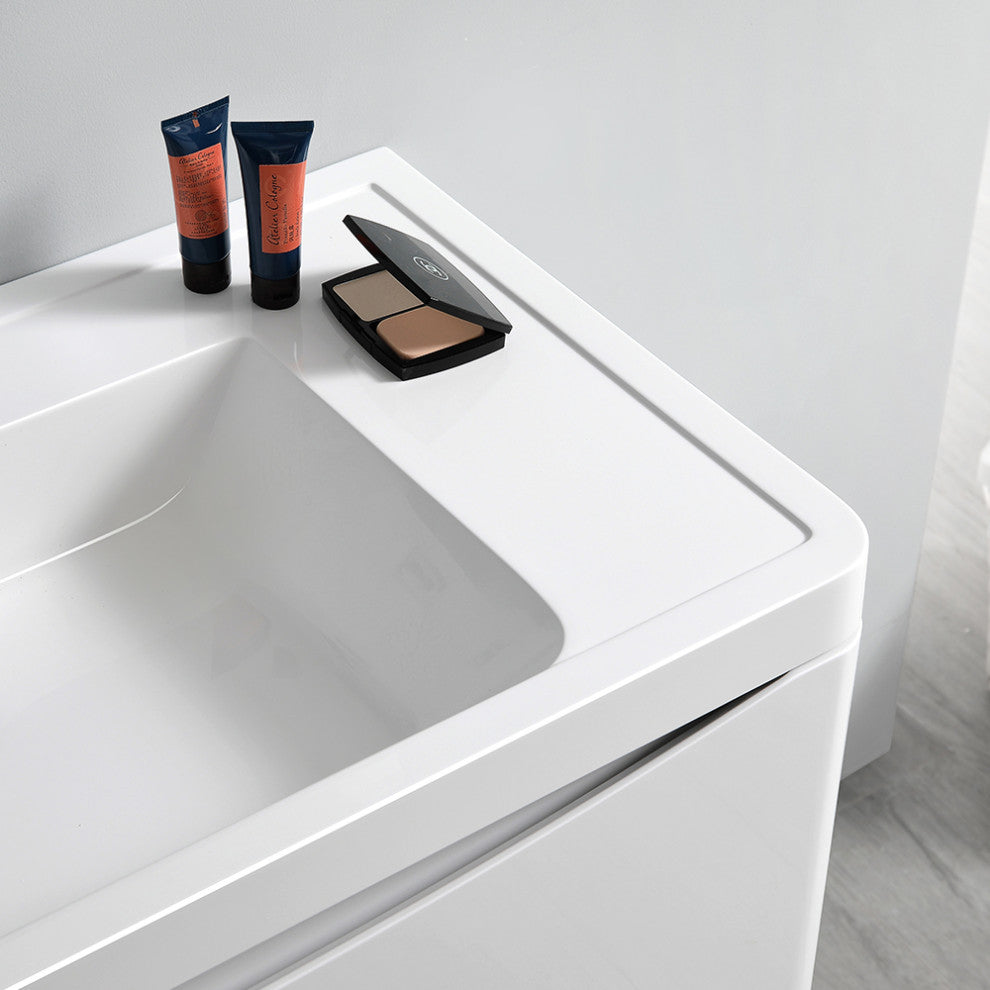 Fresca Tuscany 36" Gloss White Wall Hung Cabinet With Integrated Sink