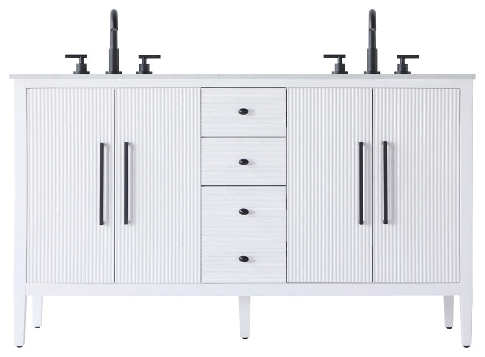 Home Living 60" Double Bathroom Vanity, White