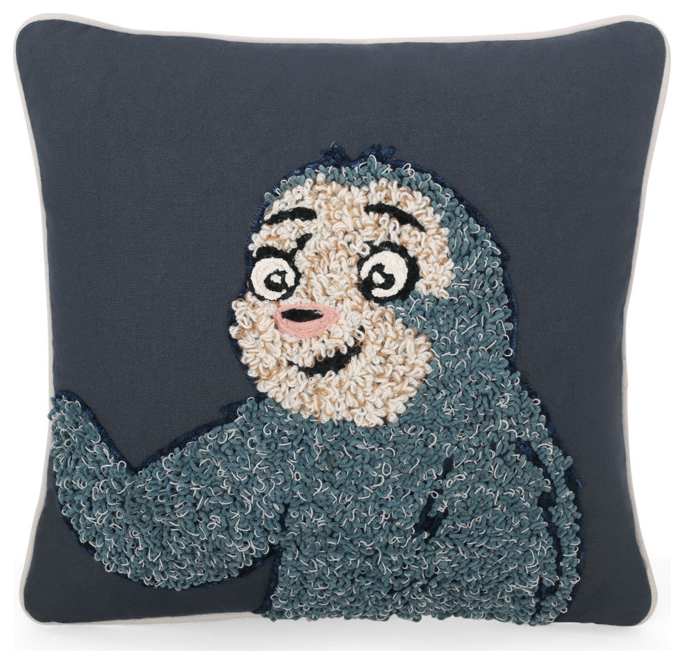 Gaskin Modern Handcrafted Fabric Sloth Pillow Cover, Single