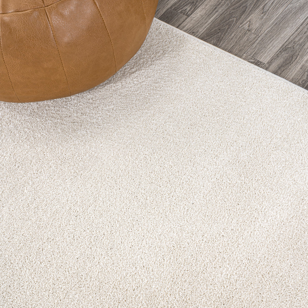 Haze Solid Low-Pile Runner Rug, Cream, 2 X 8