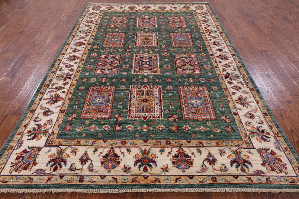 6' 8" X 9' 10" Super Kazak Hand Knotted Wool Rug Q7626