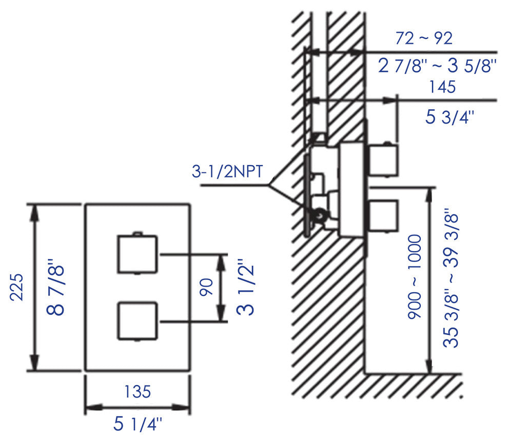 ALFI brand AB2601-PC Polished Chrome Knob 1 Way Thermostatic Shower Mixer