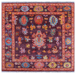 8' Square Turkish Angora Oushak Handmade Wool Rug - Q19855