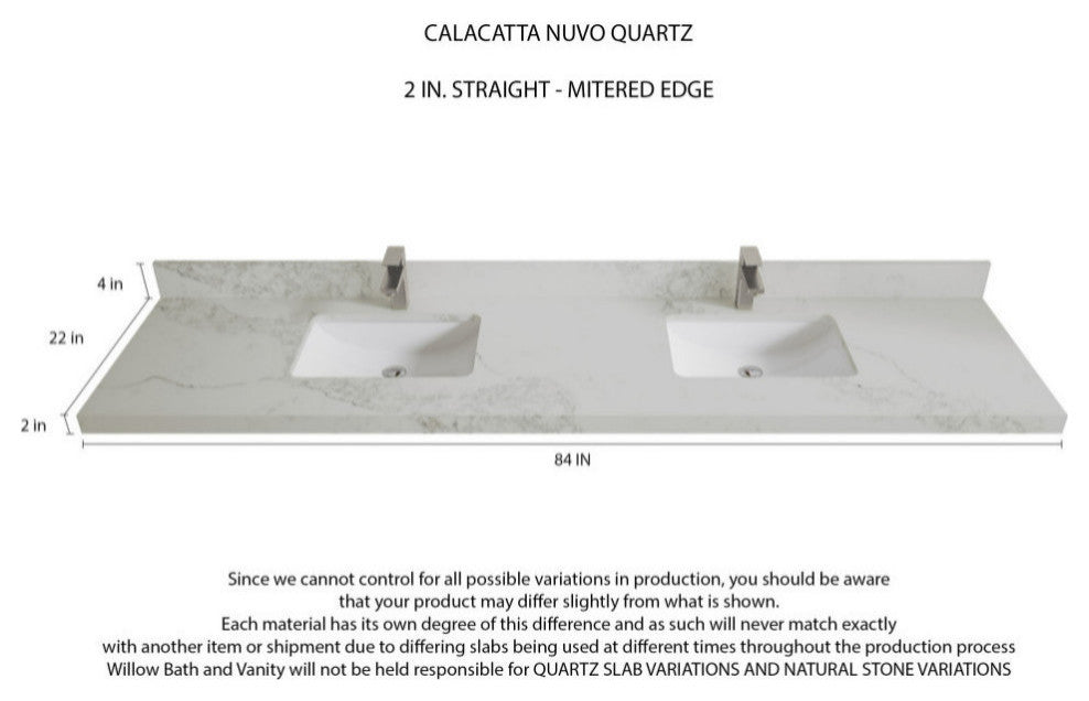 Elizabeth 84 Double Sink Bath Vanity in Light Natural Teak 2" Calacatta Nuvo