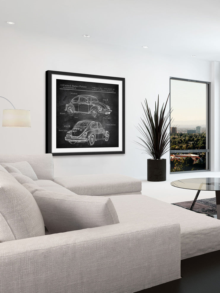 "VW Beetle Design" Framed Painting Print, 12"x12"