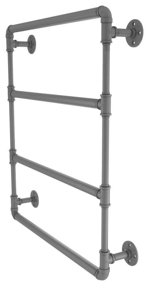 Pipeline Wall Mounted Ladder Towel Bar, Matte Gray, 36"