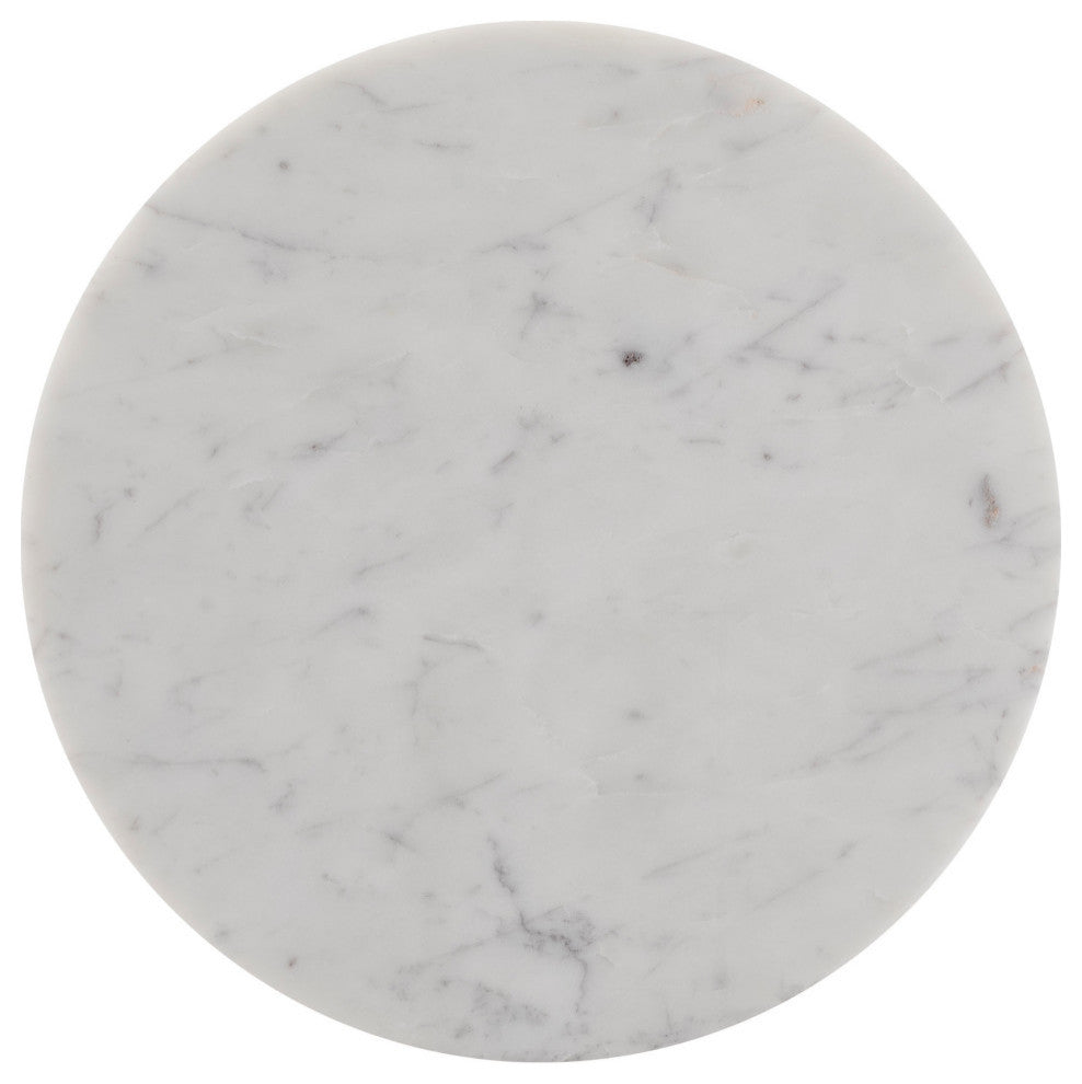 Close-up view of the marble tabletop on white background; cropped to feature the top surface.