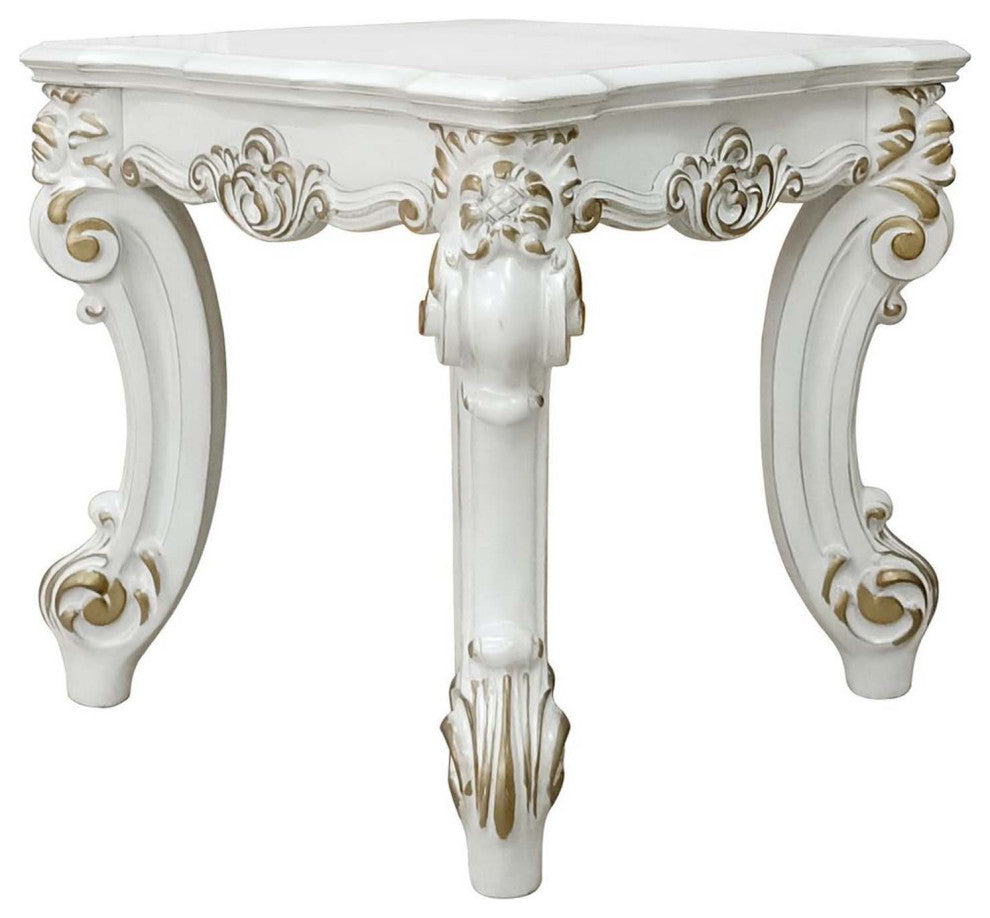 Square End Table, Antique Pearl