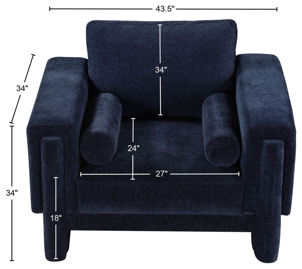 Madeline Chenille Fabric Upholstered Chair, Navy, Chair