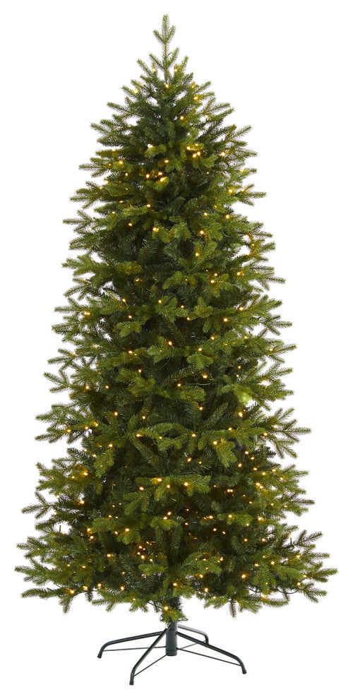 7' Belgium Fir Natural Look Artificial Christmas Tree With 500 Clear LED Lights
