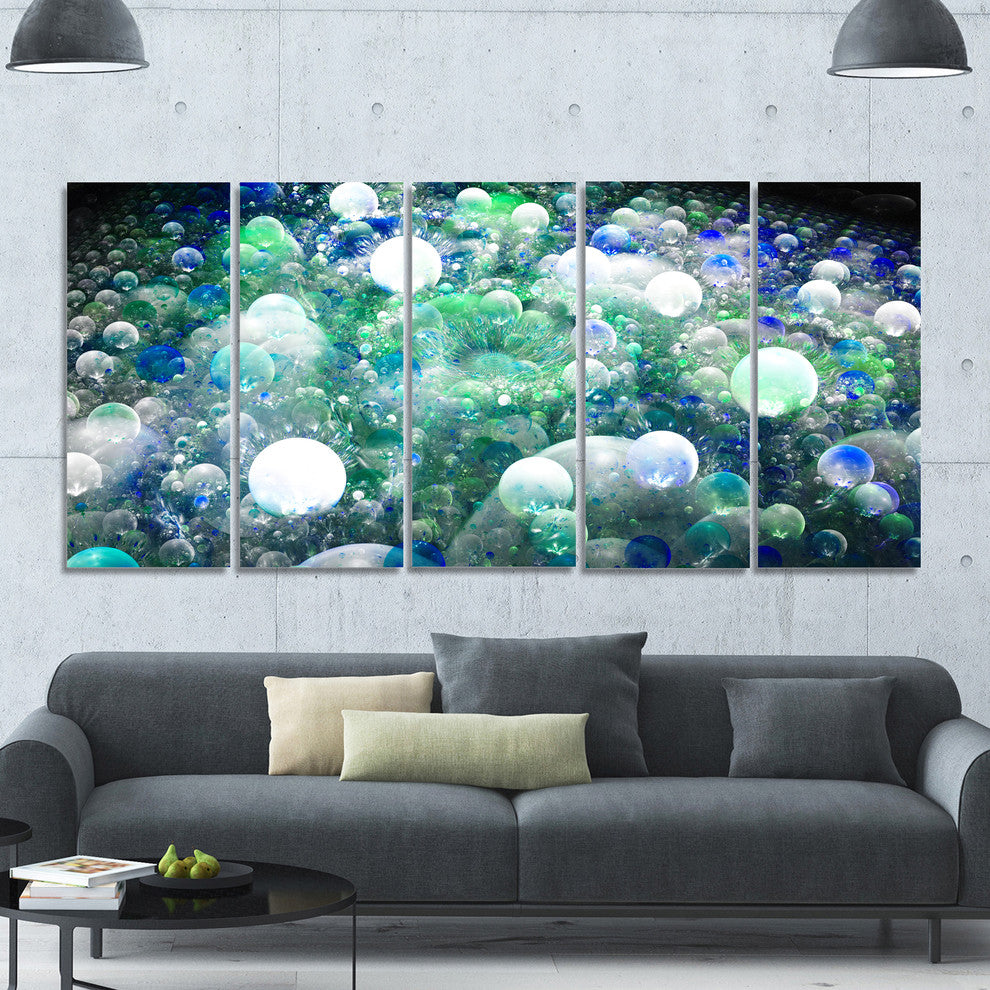 Colorful Molecules Fractal Design, Abstract Canvas Art Print, 60"x28", 5 Panels