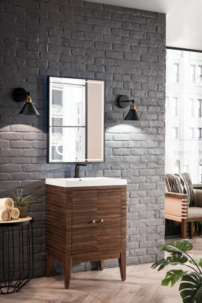 Linden 24" MC Walnut Vanity, White