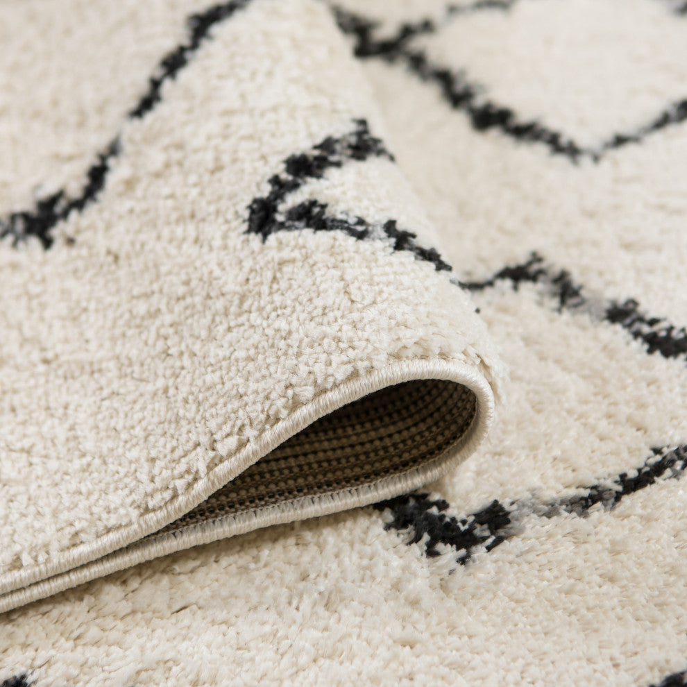 Aspen Shag Polypropylene Area Rug, Cream/Gray, 2'x3'