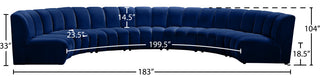 Infinity Channel Tufted Velvet Modular Chair, Navy, 7 Piece