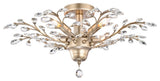 Cathy 4-Light Crystal Leaves Flush Mount in Brushed Champagne Silver Finish