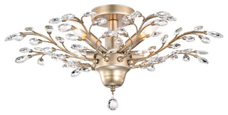 Cathy 4-Light Crystal Leaves Flush Mount in Brushed Champagne Silver Finish