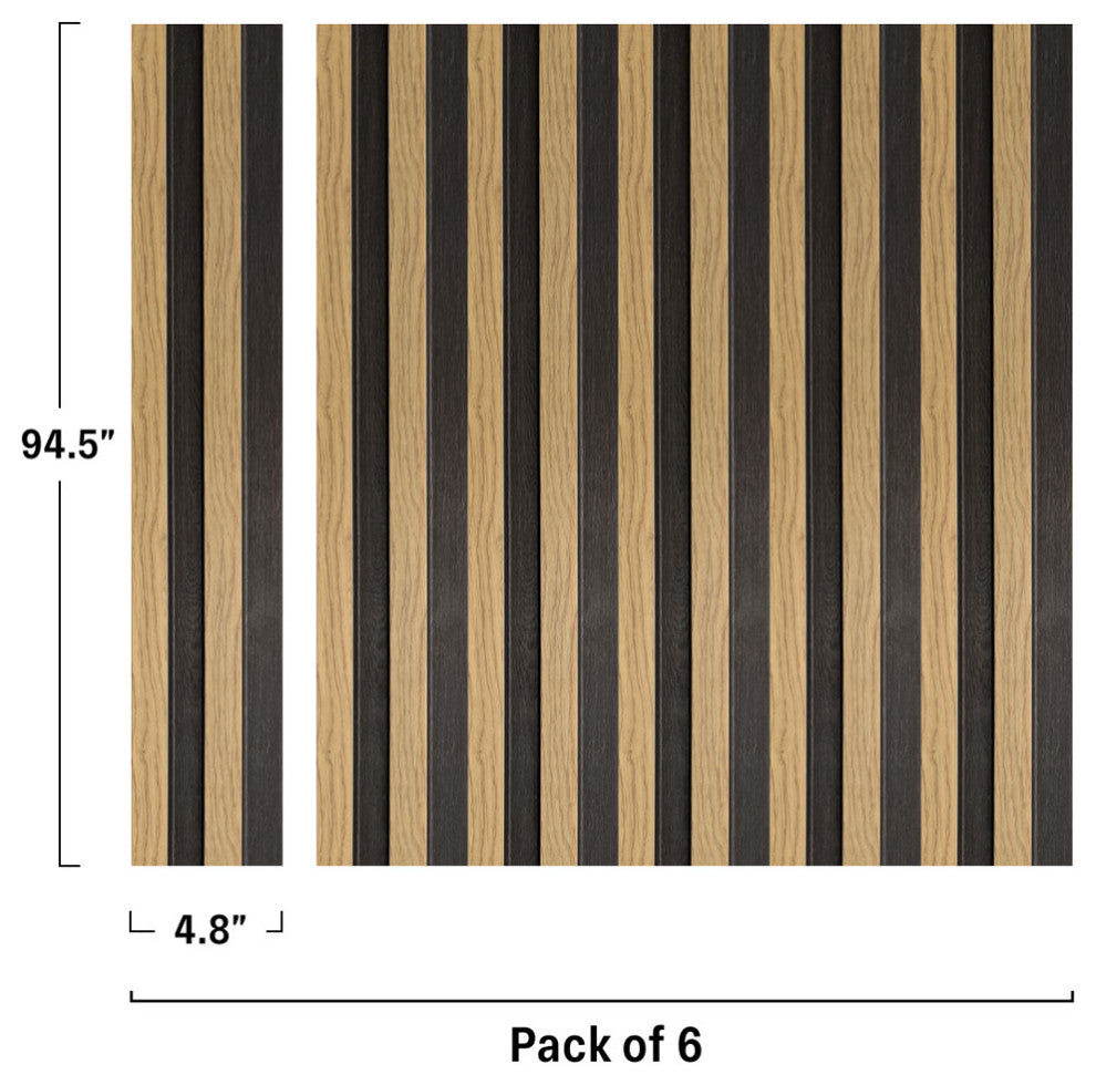Waterproof Slat Panel, Pickled Oak, Pack of 6