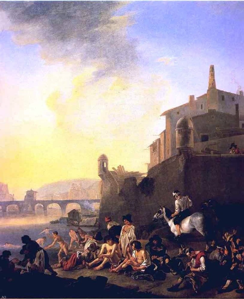 Johannes Lingelbach Bathing Gypsies, 20"x25" Gallery Wrapped Canvas Print