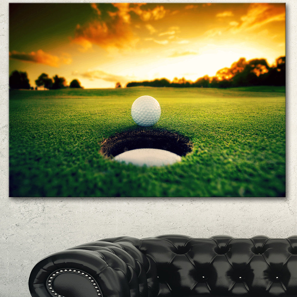 Golf Ball Near Hole, Landscape Canvas Art Print, 60"x28"