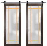 Sturdy Double Barn Door 48 x 84 | Planum 2113 Chocolate Ash  | 13FT