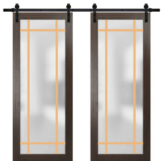 Sturdy Double Barn Door 48 x 84 | Planum 2113 Chocolate Ash  | 13FT