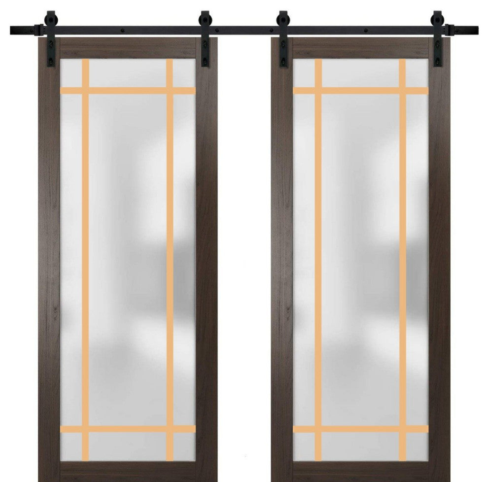 Sturdy Double Barn Door 48 x 84 | Planum 2113 Chocolate Ash  | 13FT