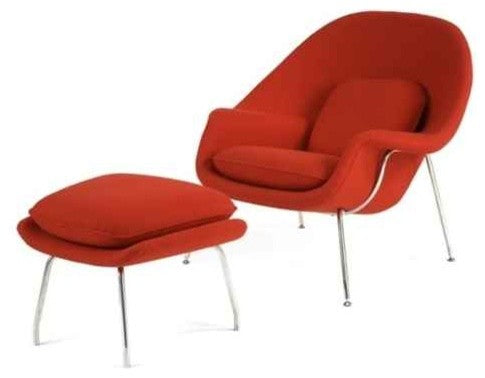Modern Classics Woom Chair and Ottoman, Red