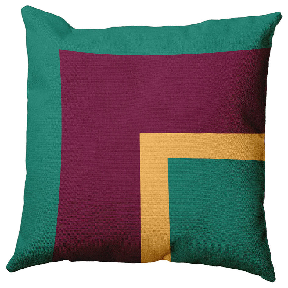 Bold Blocks Polyester Indoor/Outdoor Pillow, Kelly Green, 20"x20"