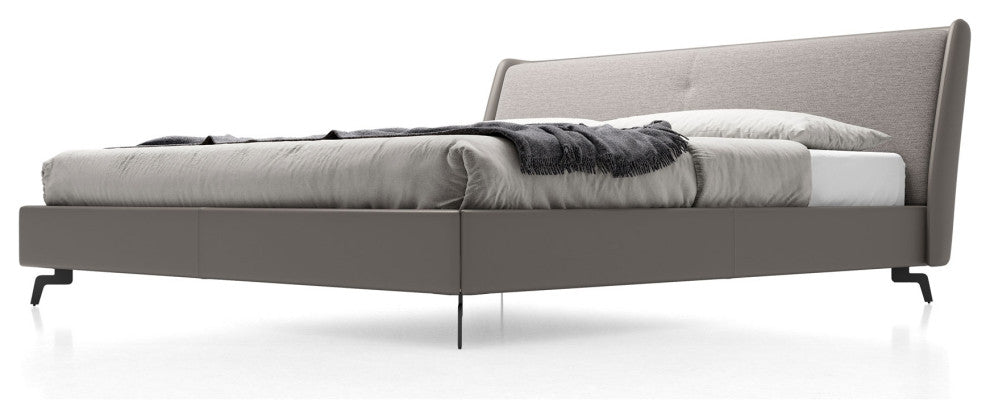 Mitchell Bed, Desert Beige Fabric and Topeka Taupe Eco Leather, Cal King