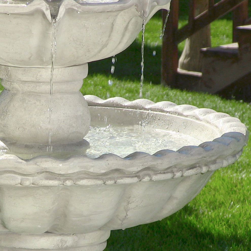 Sunnydaze 4-Tier White Electric Outdoor Water Fountain with Fruit Top - 52-Inch