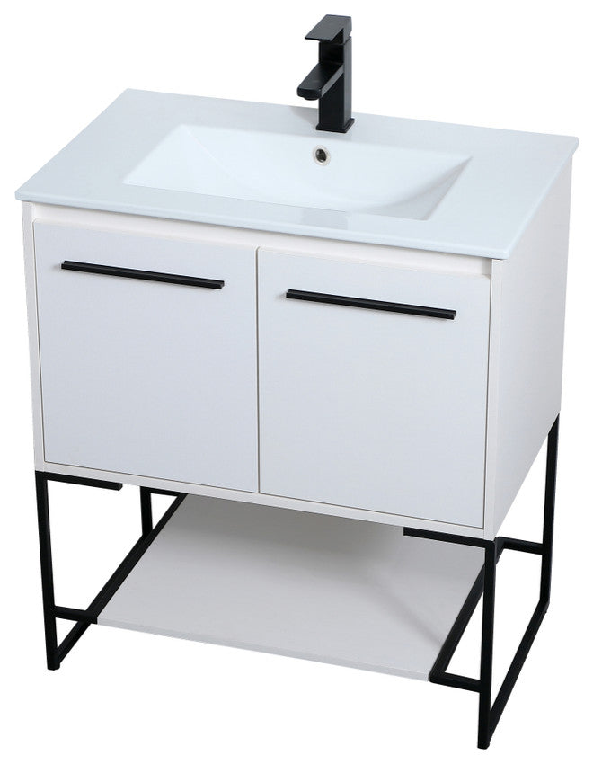 30" Single Bathroom Vanity, White