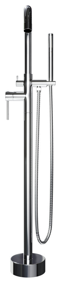 CastelloUSA Neptune Freestanding Tub Filler Faucet, Chrome, Standard Handle