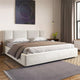 Omax Decor Venice Upholstered Platform King Bed in Cream Beige Boucle Fabric