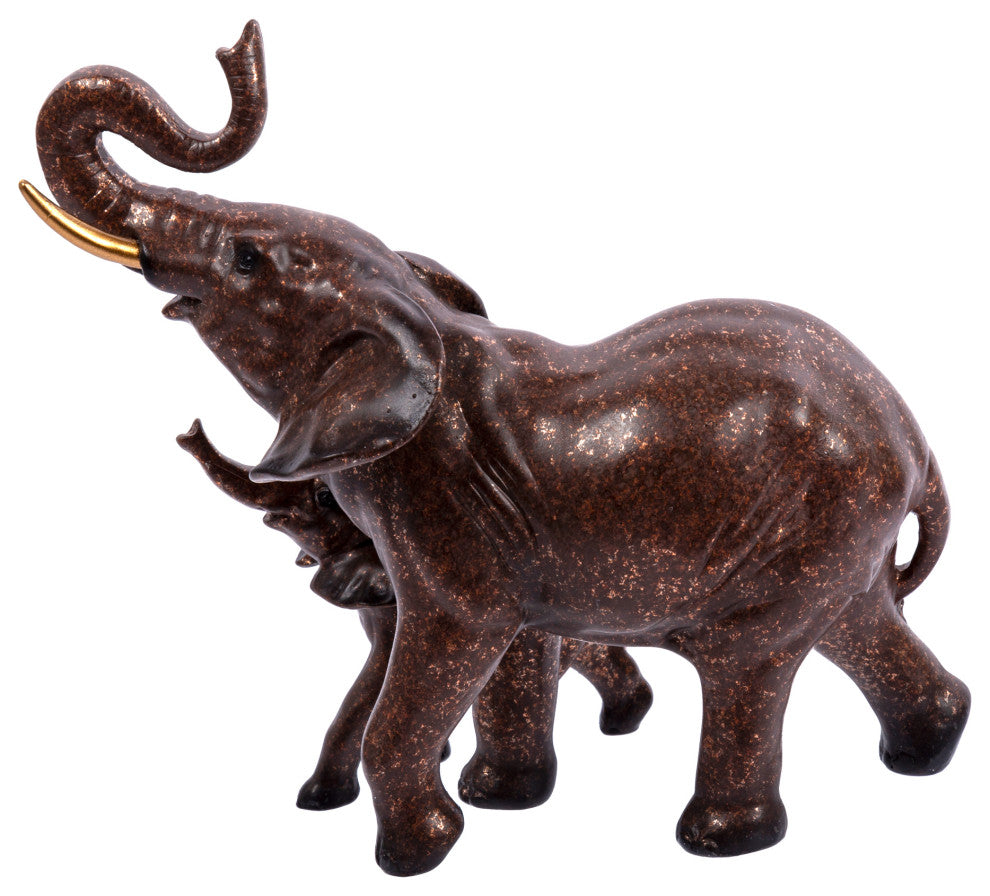 Truu Design Decorative Polyresin Double Elephant Figurine