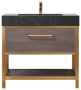 Segovia Bath Vanity with Sintered Stone Top, Suleiman Oak, 36", No Mirror